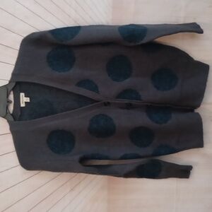 Womens Polka Dot Open Front Cardigan Long Sleeve Fall Winter Knitted Sweater